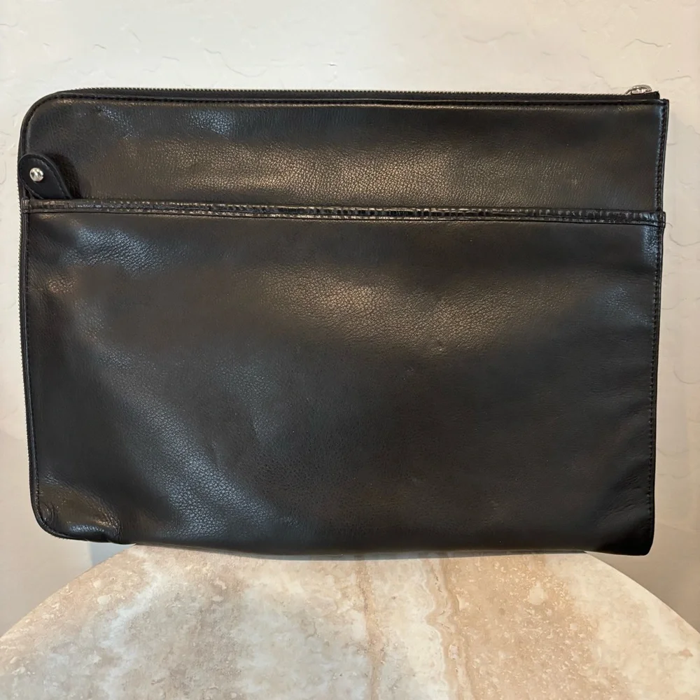 Levenger leather zip around laptop case